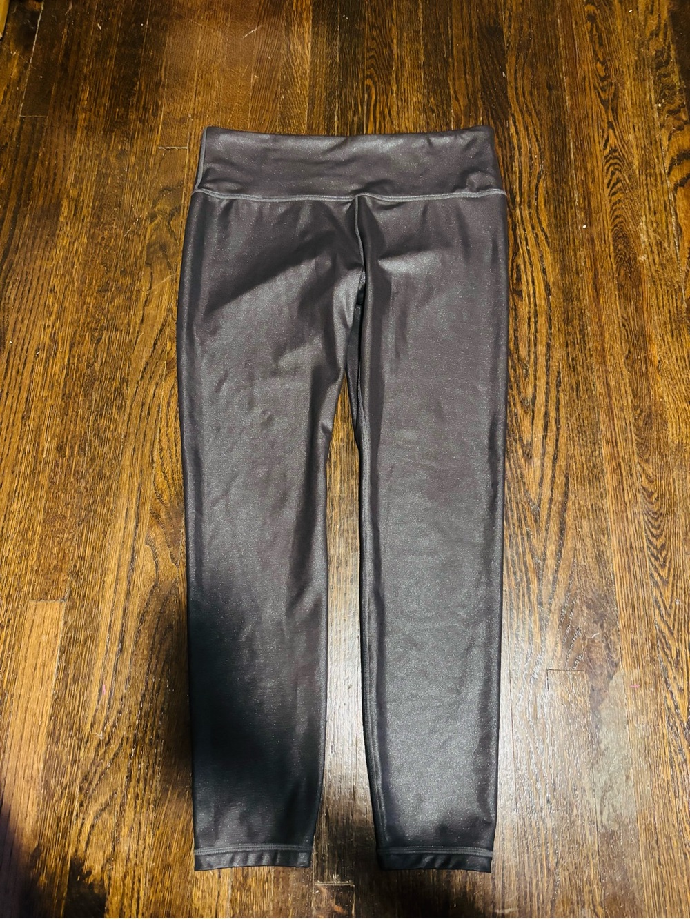ATHLETA, Grey Sparkly Shiny Leggings, Size Medium
